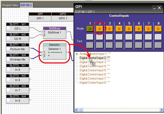 Invoking signal processing blocks using a GPI You can use a switch or button connected to a GPI to recall a snapshot of blocks in your system.