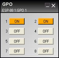 Set the state of a specific GPO channel by clicking on the ON/OFF button. Figure 6.