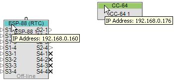 IP address of an ESP-88 or CC-64, simply hold the mouse cursor over the