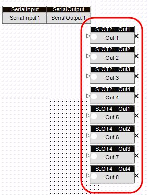 Card Outputs The column of blocks to the right side of the ESP-88 window represent the card outputs on the ESP-88.