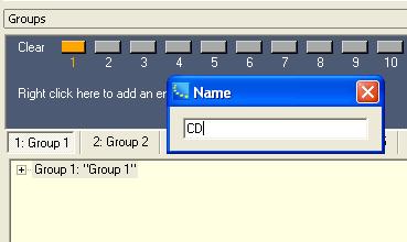 2. Rename the group by selecting the group in the Groups window and pressing F2, or right click and choose Rename. Name the group CD. Figure 4.4 - Rename the group 3.