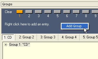 To add a group, right click underneath the Clear buttons and choose Add Group. The new group is added after Group 16. Figure 4.