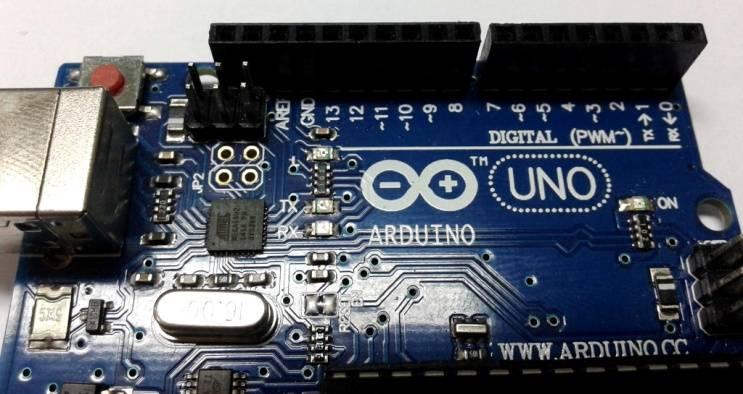 After downloading, the LED L on Arduino Board will blink which means