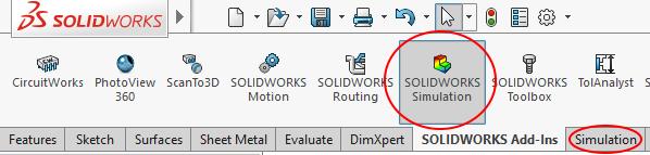 on the solidworks simulation button to activate