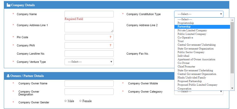Contact Information Section Under this section the Applicant should provide legit information about the company, such as Company Name, Address, Company PAN, etc.