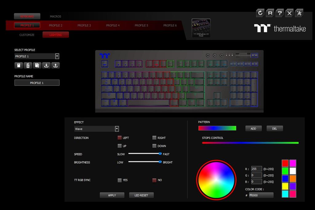 CUSTOMIZE WITH TT PREMIUM X1 RGB GAMING SOFTWARE Customize with the TT PREMIUM X1 RGB gaming software and take control of the most expansive set of macros and personalization options.