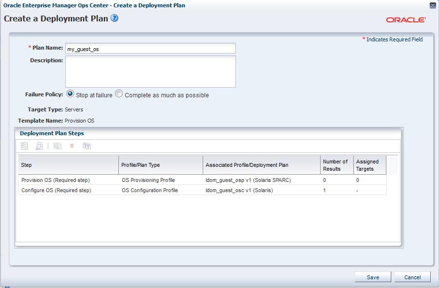 3. Click Create Plan from Template in the Actions pane. 4. In the Create Deployment Plan window, enter the following details: Name of the plan as my_guest_os. Description for the plan.