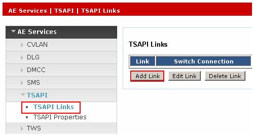 Administer TSAPI Link Select AE Services TSAPI