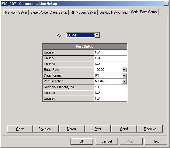 Chapter 5 Setting Up the ETC2002 Configuring the Network Using PAS To enter the setup dialog, select the ETC2002 site from the list box on the PAS toolbar, select Communications Setup from the Meter