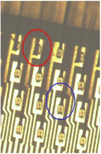 Despite extensive module testing/temp cycling during module construction and QA: On 9 out of 280 TT-hybrids bond wires on front-end chip (Beetle) input broke