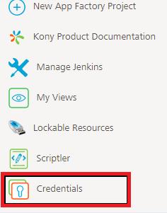 6. Working with AppFactory AppFactory User Guide 1. Log in to AppFactory Console using your Kony Cloud account credentials. 2. Click Credentials from the left pane.