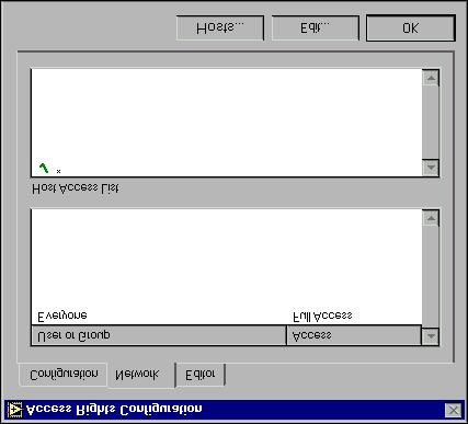 The Network Data Access option of the Access Rights Configuration dialog box is shown in the following illustration.