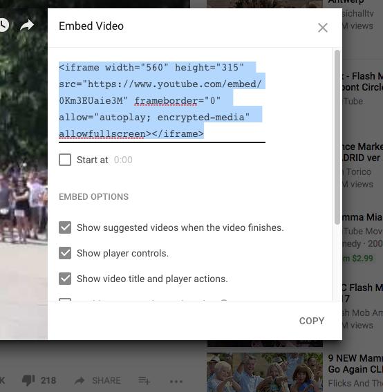 Copy the EMBED VIDEO Code c.