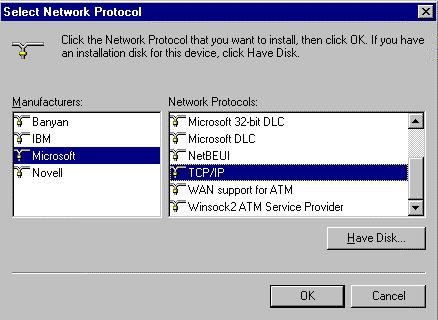 5. Select TCP/IP and click Properties.