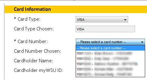 u=purchasing&p=/index Input mywsu ID and password, if requested Submitter Information (this will fill in automatically) Select a card type