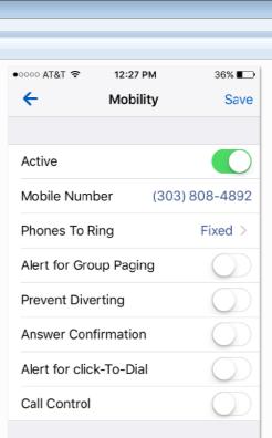 7. Make Mobility Active, put in your mobile number in the Mobile