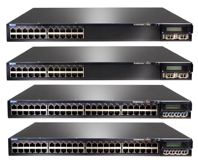 4 Juniper Networks EX- Ethernet Switches Switches The Juniper Networks Ethernet switches offer a simple, cost-effective, standalone solution for low-density branch and regional offices.