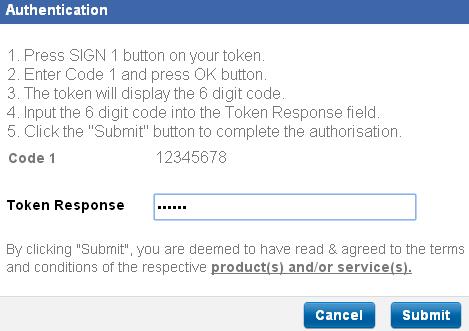 General 5 Follow the instructions on the Authentication pop-up message box to obtain the Token Response code from your token.
