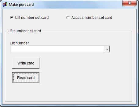 Lift Port Setting Card Select System Menu > Lift System Management > Make lift port setting card.