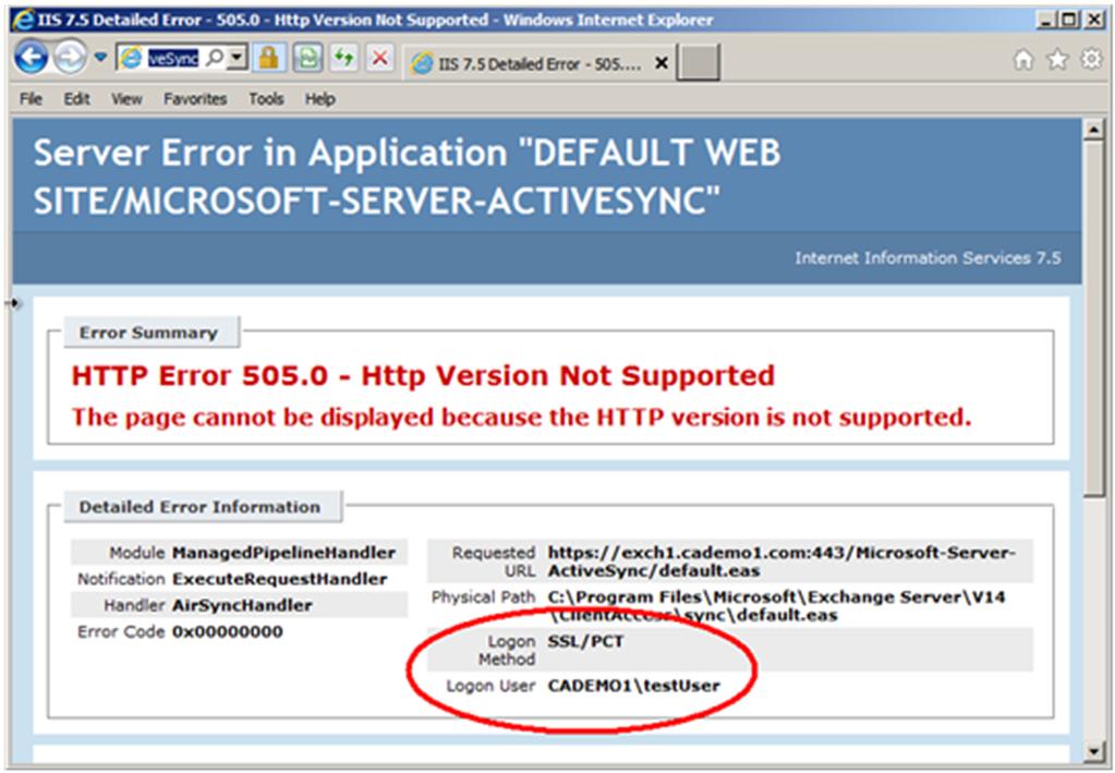 8 Integrating Managed PKI Certificates with Microsoft ActiveSync Test ActiveSync You can safely ignore this error.