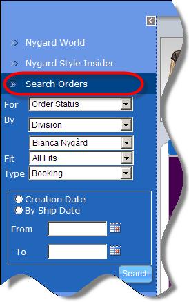 Home Page: Side Menu Search Orders and Invoices: Instantly view invoices, or search for orders by PO#, Order#, Style# or division and date range. 1.