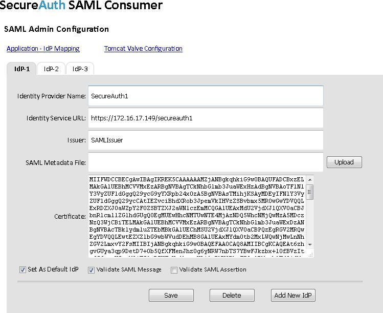 You should see the SAML Admin Configuration screen like Figure 2: Click this link as described in Step 5 on page 10. FIGURE 2.