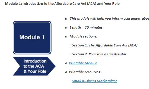 To access the first module, click on the first section, Introduction to the ACA &