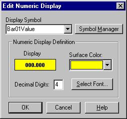 Numeric Display The numeric display control is used to display the value of a symbol (numeric or string).