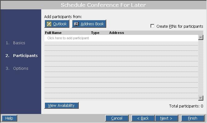 Scheduling Conferences with Integrated Conference Manager Item Time Zone Duration Recurrence Subject Conference SIP Address Description Select the time zone for which the Begin fields apply.