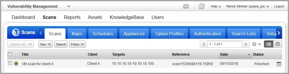 Get Started (5) Scan Target - Click Assets to select a combination of asset groups and IP addresses to scan. Or Click Tags to select one or more asset tags to scan.