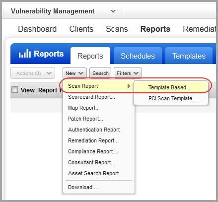 Analyze, Query & Report Template Based Scan Reports Go to Reports > New > Scan Report > Template Based... Choose a report template and pick a report format.