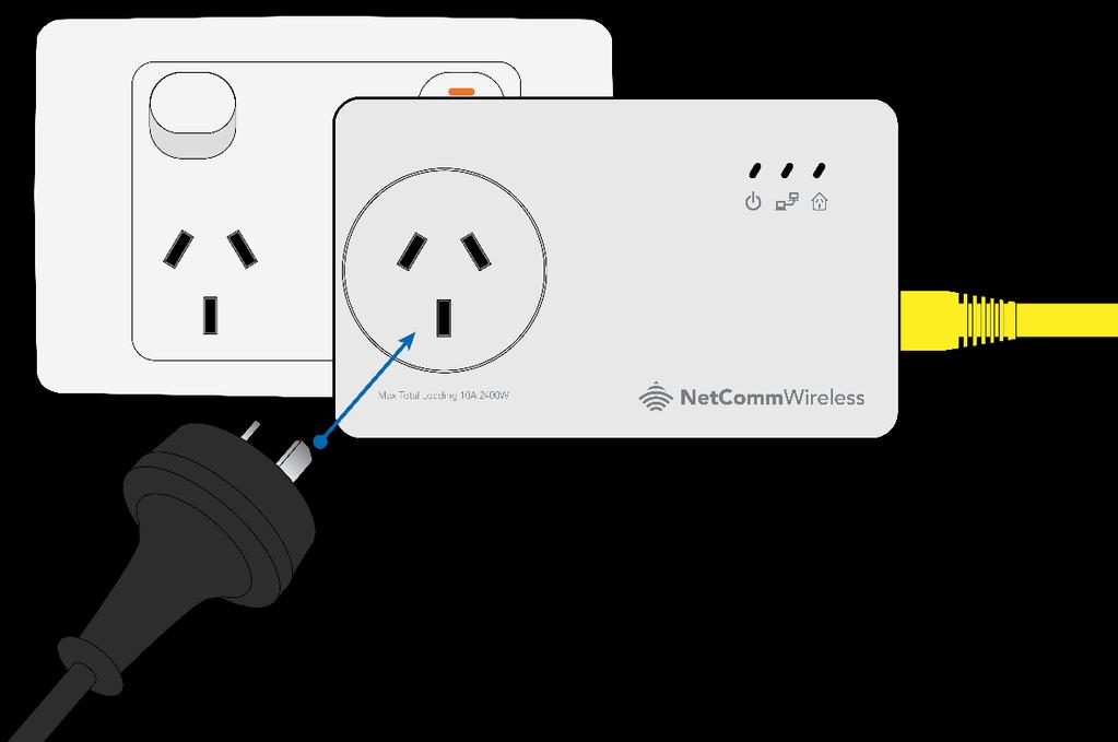 5 Plug the other Powerline adapter into a wall socket near the equipment that requires network access.