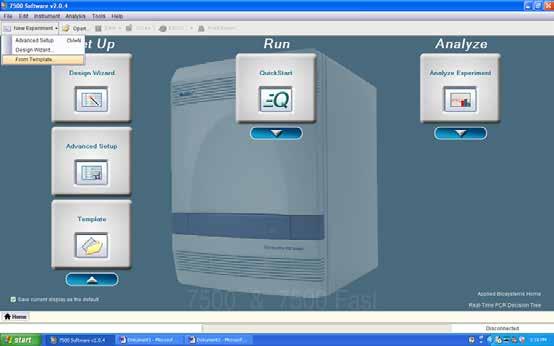 Step 3: To start a run After opening the ABI7500 software, click on the