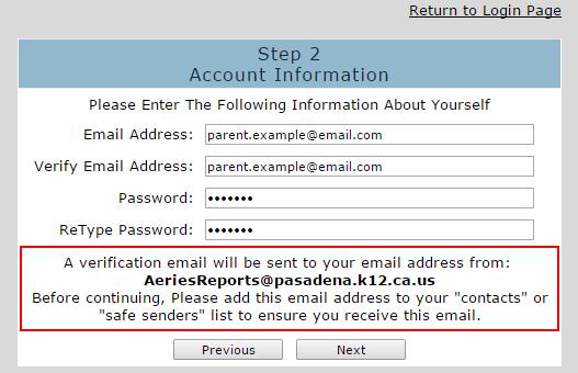 4. Enter your email address and the desired password to be used for the new account on the next prompt as seen below. Both will need to be entered twice to confirm.