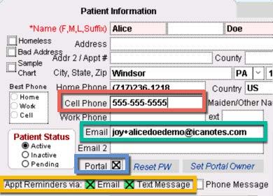 SMS Reminder Settings These instructions explain how to turn on the email and text reminders per patient. - Text reminders have an additional cost.
