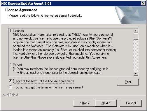 (2) Carefully read the terms of the license agreement for NEC