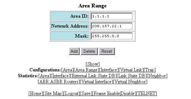 Configuring OSPF NOTE: If the device already has an OSPF area range, a table listing the ranges is displayed.