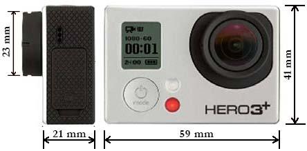Figure 1: Size of GoPro Hero 3 Black. camera body (73 g for the Black edition), which facilitates the photographic acquisition in narrow spaces.