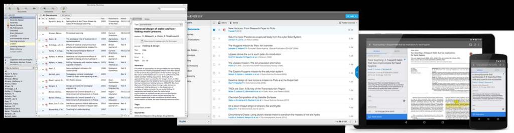 Mendeley s Desktop application allows you to and only takes a few seconds. organise, collaborate and discover, as well as use the citation plugin to cite as you write in Microsoft Word or LibreOffice.