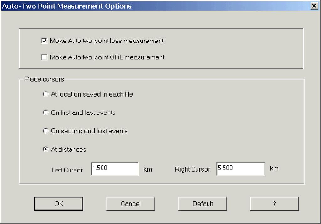 Auto Two-Point Measurement options TARGET1 Trace