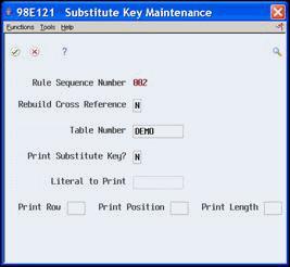 Producing an Advanced Report Version Figure D 23 Substitute Key Maintenance screen EBB Reports Selection displays. 6. Exit (F3) until you return to Maintain EBB Versions. 7.