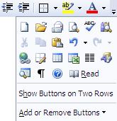 Exercise 4. Customising the Toolbar In older versions of Word, there were generally two toolbars displayed on two rows.