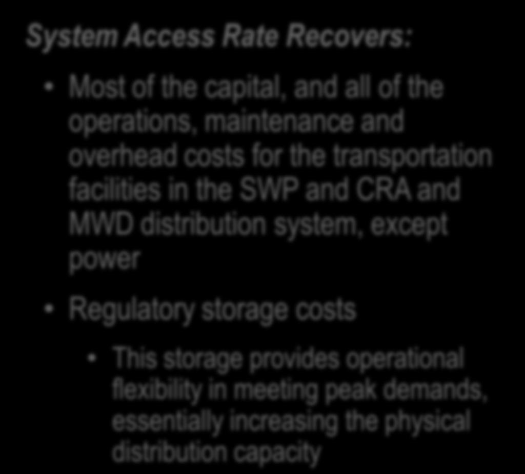 transportation facilities in the SWP and CRA and MWD distribution system, except power
