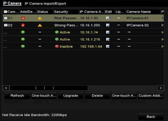 Step 1 Select the Add IP Camera option from the right click menu in live view mode or click Menu> Camera> Camera to enter the IP camera management interface.