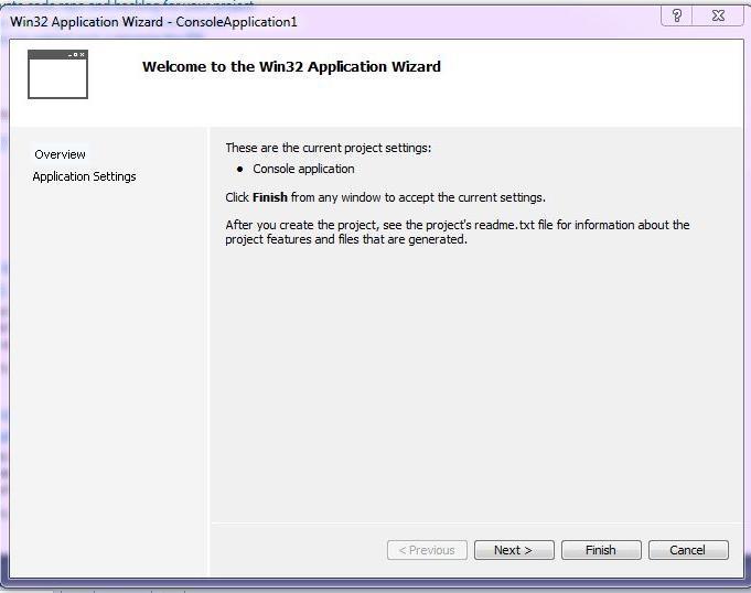 Visual Studio New Project (Continued) This is the next dialog that Visual Studio displays.