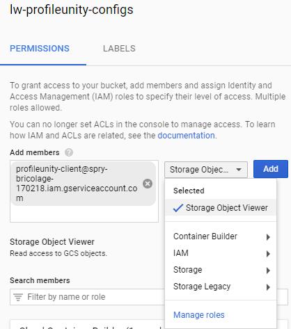 Setting Permissions on the Portability Bucket 1. From your list of buckets, find the ProfileUnity Configuration ( configs ) bucket.