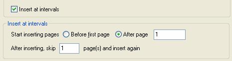The rule followed is to insert the number of pages you would normally insert, then skip the number of pages and repeat. Inserting after the last page is special.