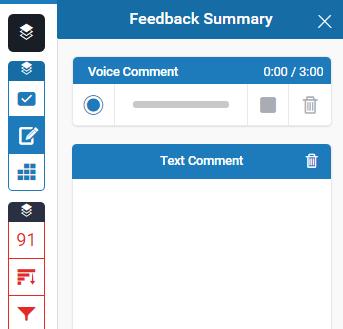 Adding general comments to a student s assignment You can give a text comment and/or a voice comment. Open the feedback summary panel by clicking on the feedback summary button.