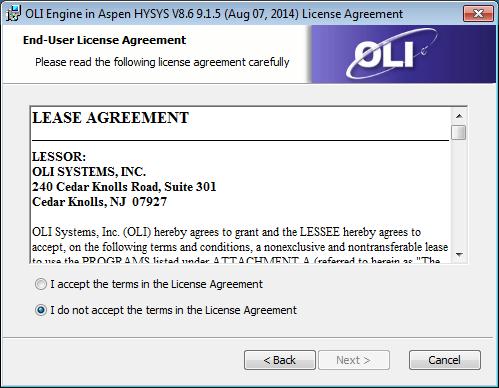 Click Next to review the license agreement: