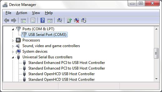 The first driver of the two is installed. Click "Close" to close the window. The "USB Serial Port" appears under Ports (COM and LPT) in Device Manager. Close Device Manager.